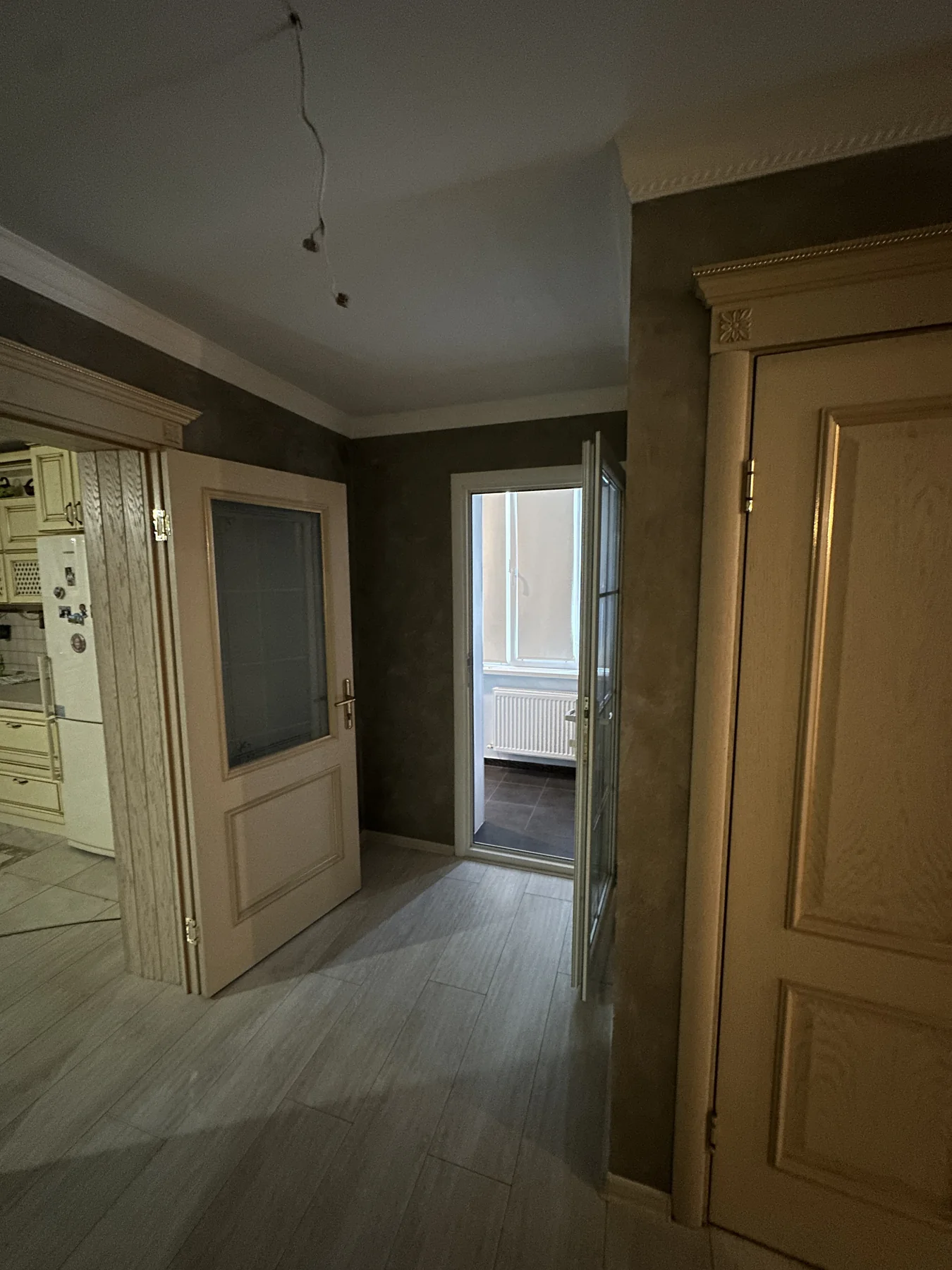 Completed hallway flooring and room transitions
