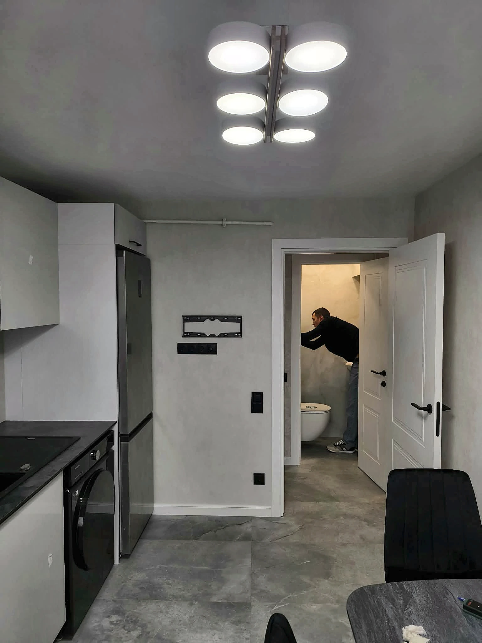 Completed kitchen and dining-area finish