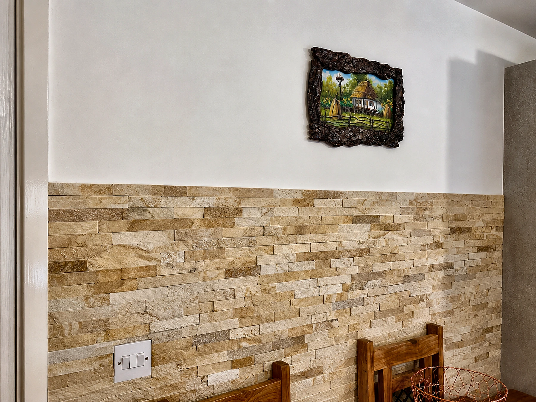 Interior split-face stone feature wall