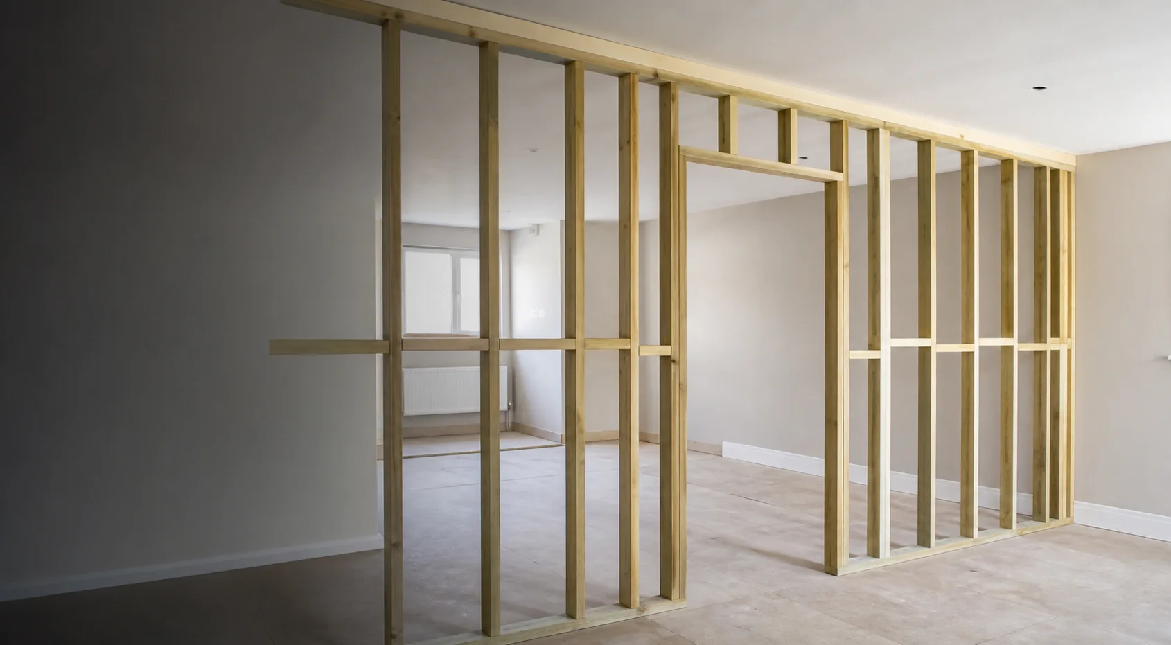 Timber stud partition construction